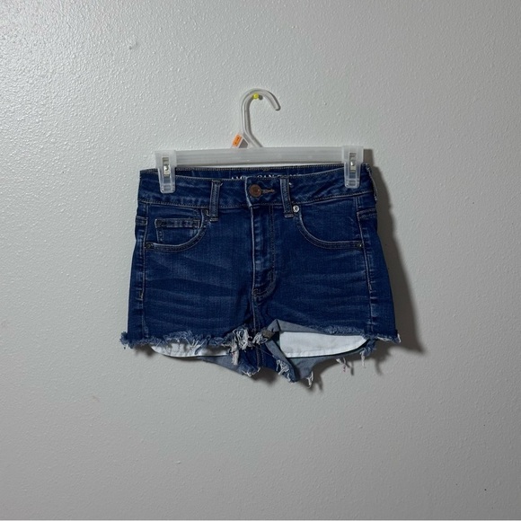 American Eagle Women Denim Super Stretch Hi-Rise Shortie Shorts size 4 - Picture 1 of 9